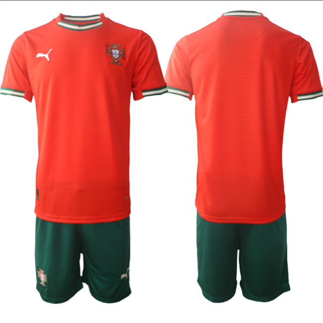 Men's Portugal Team Blank 2025 Red Home Soccer Jersey Suit